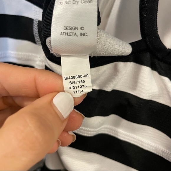 Athleta Chase Black and White Stripe Racer Back Tank Top - Picture 10 of 12